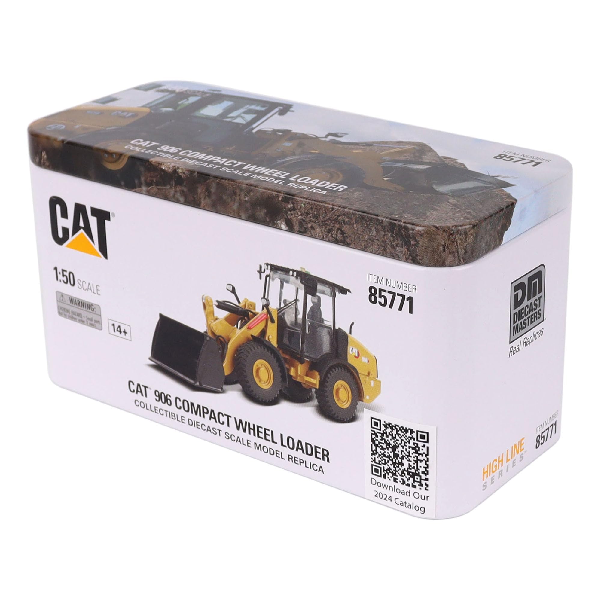 Diecast Masters 85771 - Cat 906 Compact Radlader, Maßstab 1:50,ab 14 Jahren, in Blechdose, für Sammler geeignet