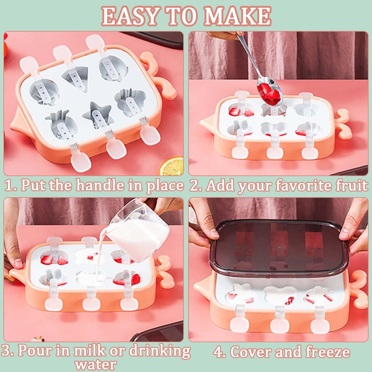 IJsvormpjes voor kinderen, silicone, mini-popsicle vorm, 7 vormen, doe