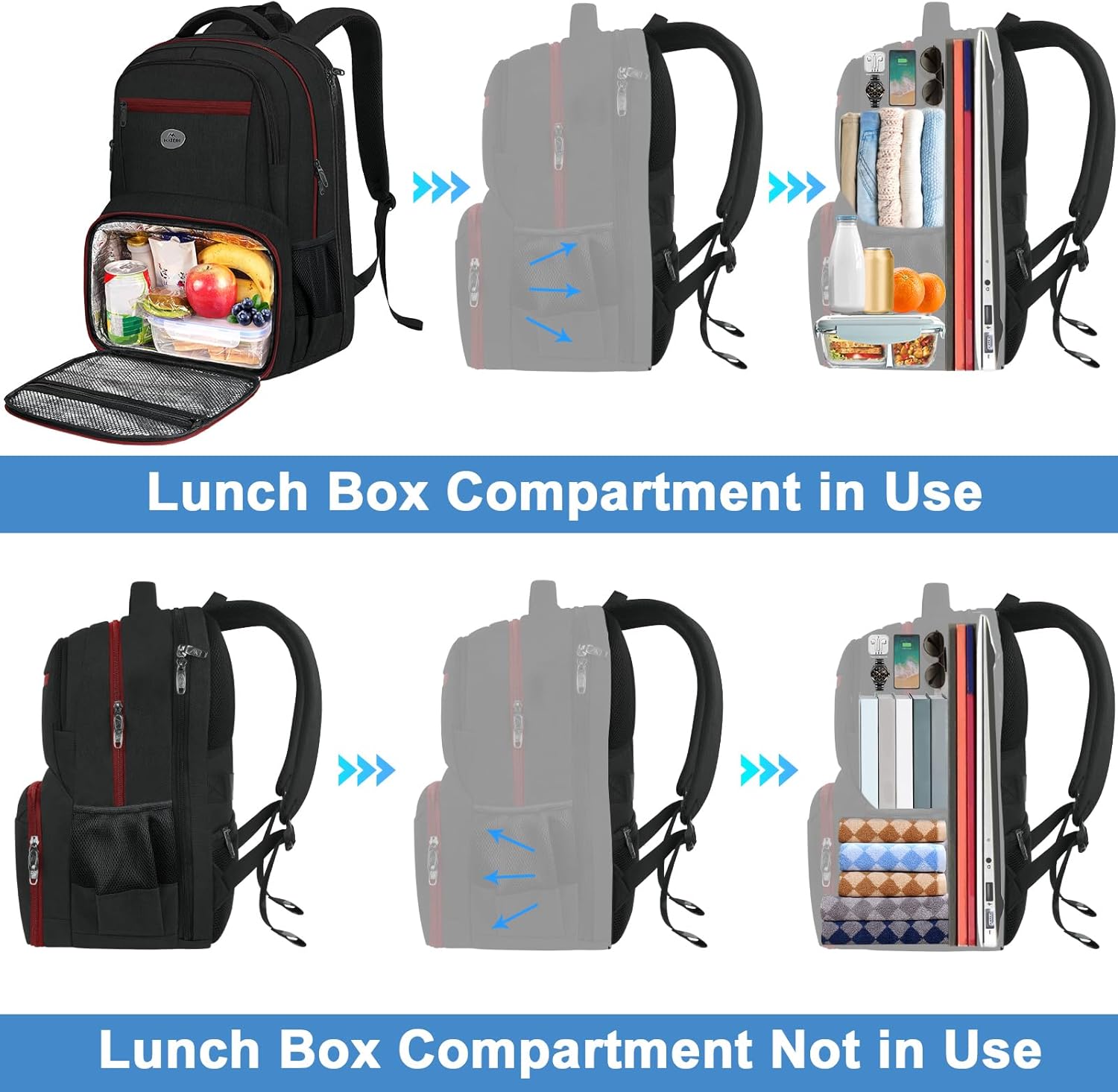 MATEIN Mens Backpack with Lunch Box, Sturdy Padded 17 Inch Laptop Backpack for College, Water Resistant TSA Work Bag with Cooler Compartment, Large Computer Bag for Campus Class Commute