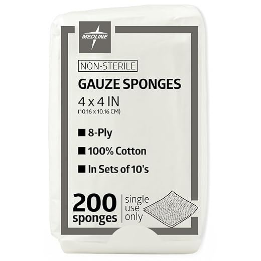 Medline 4 x 4 Inch Gauze Sponges, Non-Sterile 8-Ply Woven Gauze, 100% Cotton, Ideal for Wound Dressing, Wound Care, General First Aid Use, Pack of 200