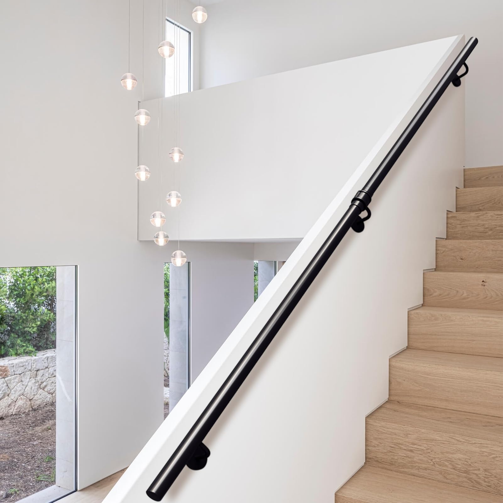 Kit de support de rampe d'escalier sécurisé : main courante murale ronde de 60 cm