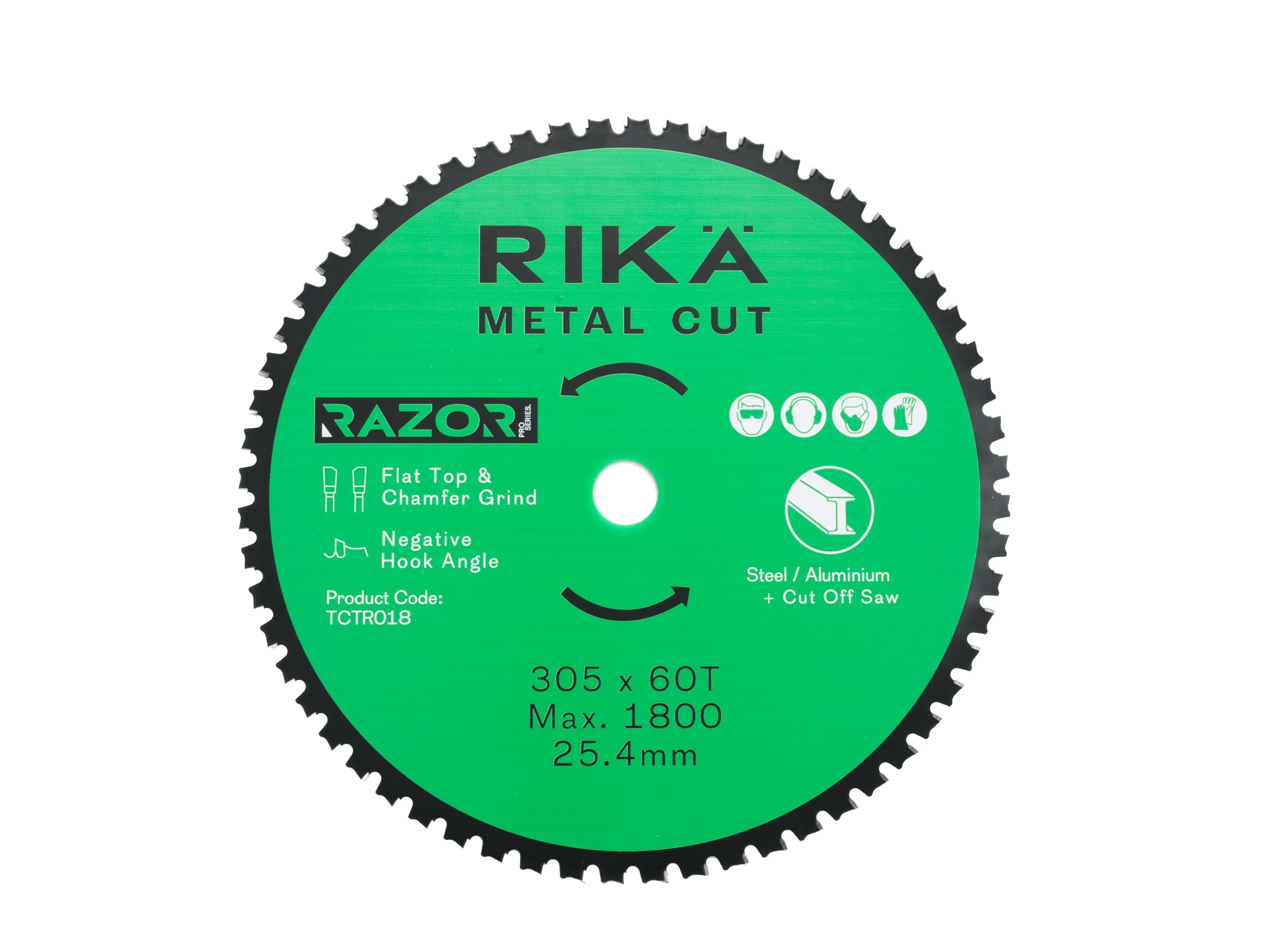 Rikä TCTR018 Razor Pro TCT Cut Off Mild Steel/Ali Saw Blade 305mm x 60T x 25.4mm