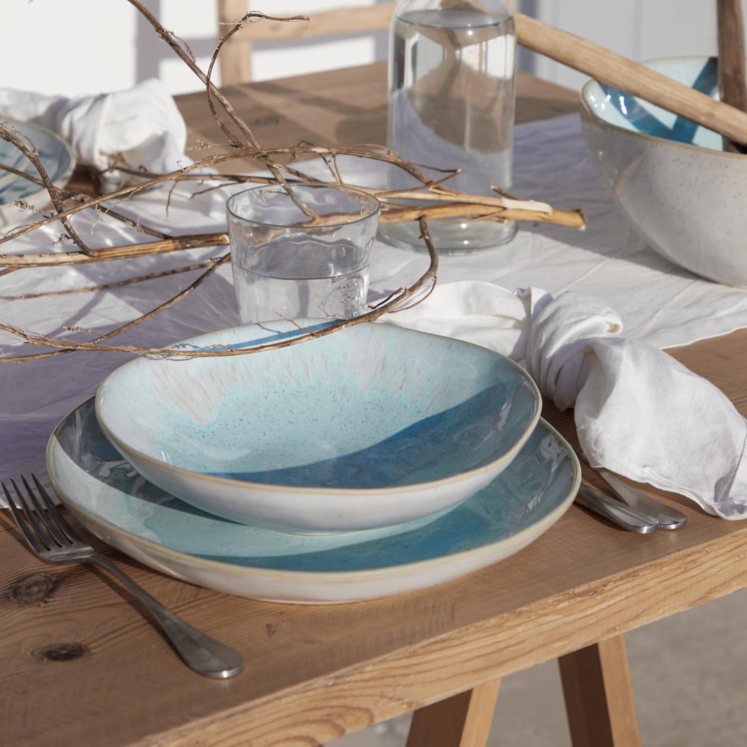 Casafina Ceramic Stoneware 11'' Dinner Plate - Eivissa Collection, Sea Blue | Microwave & Dishwasher Safe Dinnerware | Food Safe Glazing | Restaurant Quality Tableware