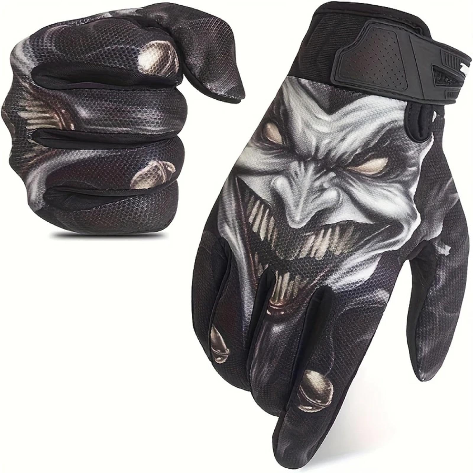 Guantes Invierno Hombre Mujere Gloves 1Par De Guantes De Ciclismo De Dedo Completo Guantes De Motocicleta con Pantalla Táctil Ghost Claw Skull