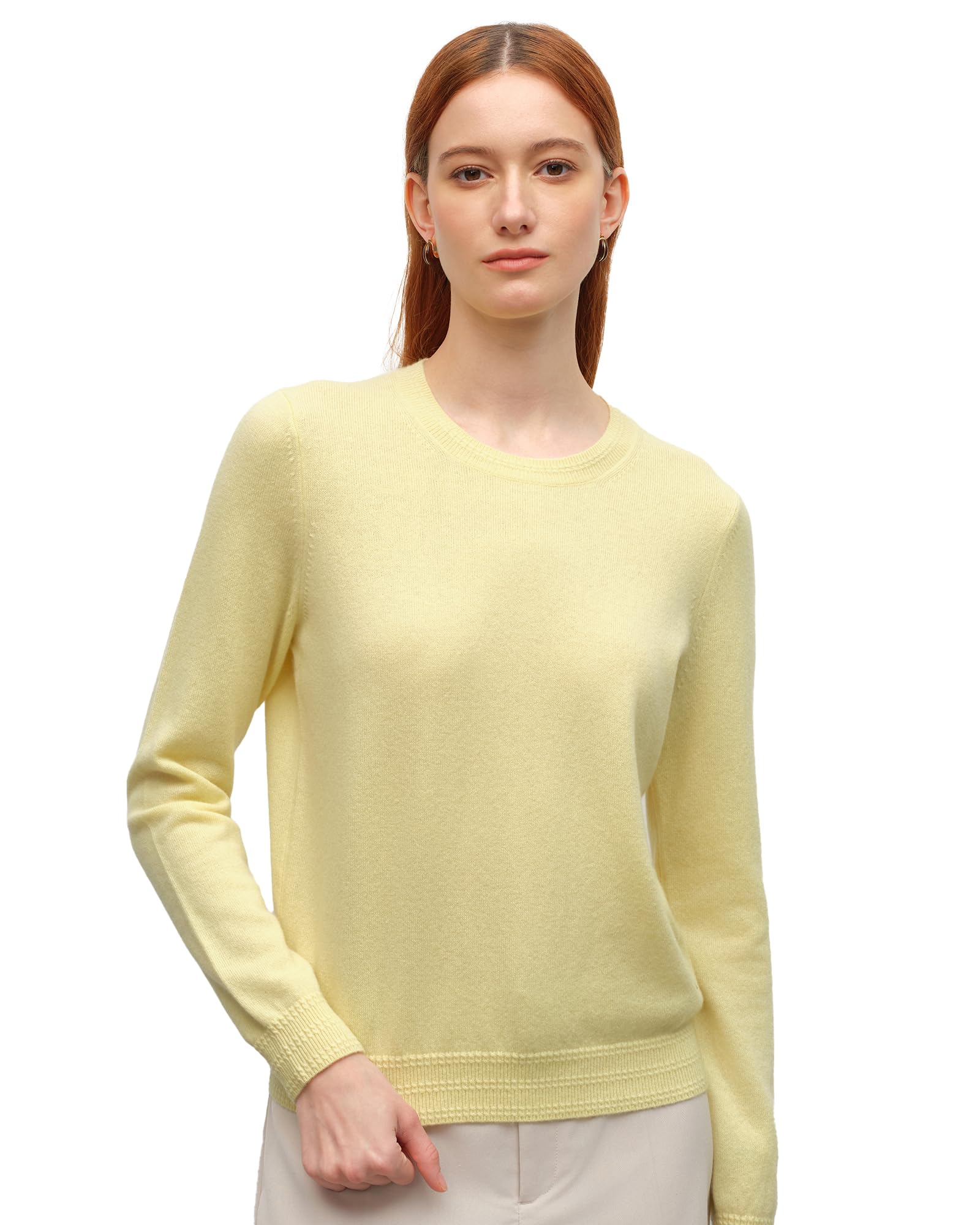 KVSS Womens Crew Neck Pullover Sweater 100 Cashmere E12G Gauge 26 2NM Yarn Lightweight Spring Summer Knit Top