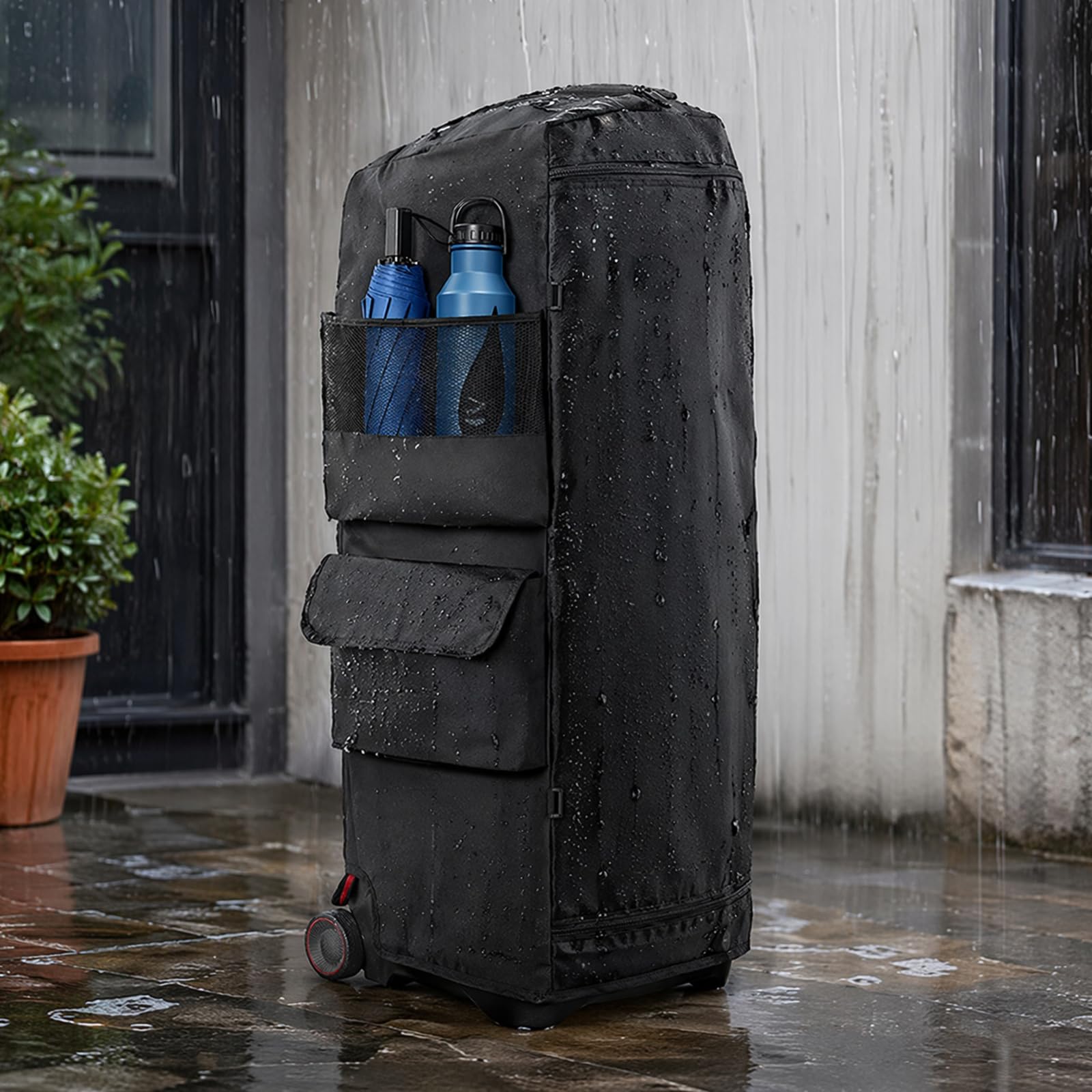 Bolsa de almacenamiento para altavoces de doble cara con bolsillo para micrófono, cubierta antipolvo de nailon impermeable, cierre de cremallera, diseño antideslizante, accesorios para altavoces para