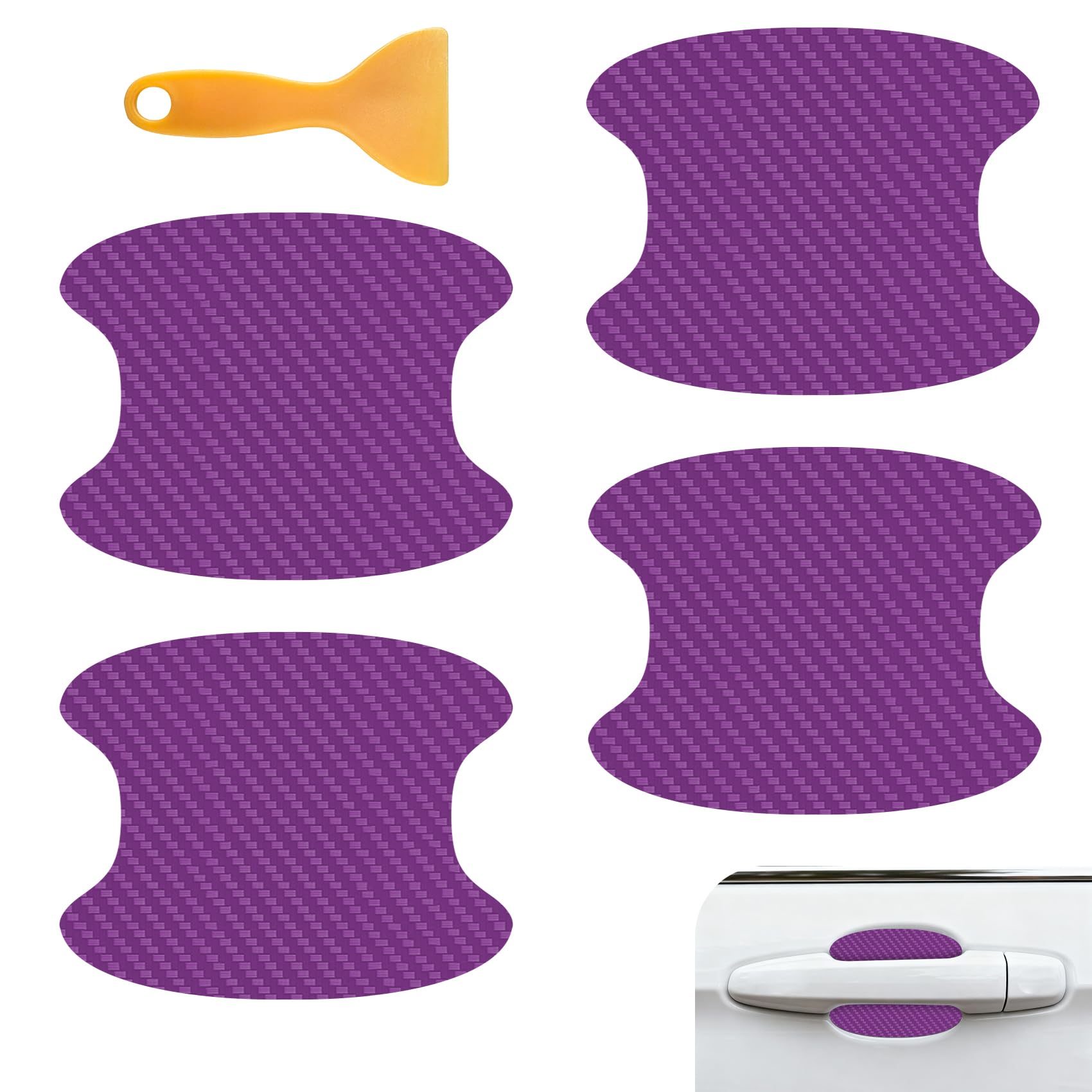 Photo 1 of Lxsloet Carbon Fiber Car Door Handle Scratch Protector - Purple (4 PCS)