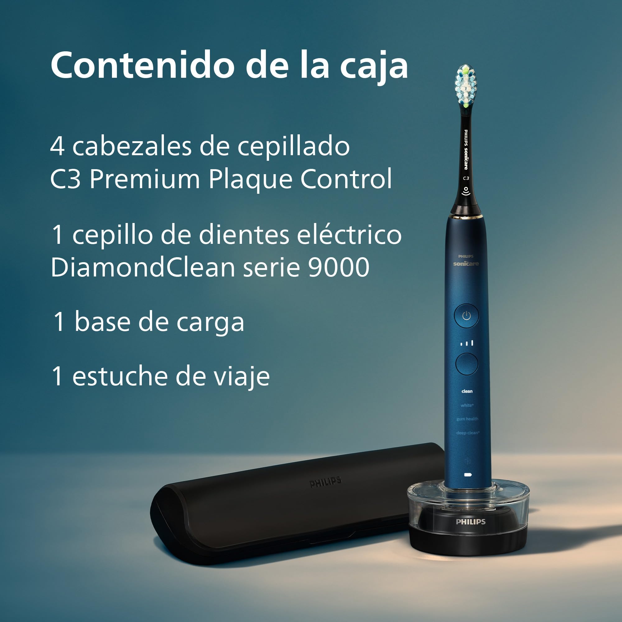 Philips Sonicare DiamondClean 9000, cepillo dental eléctrico, edición especial, cepillo dental sónico con aplicación, sensor de presión, soporte de carga, color aguamarina, modelo HX9911/89