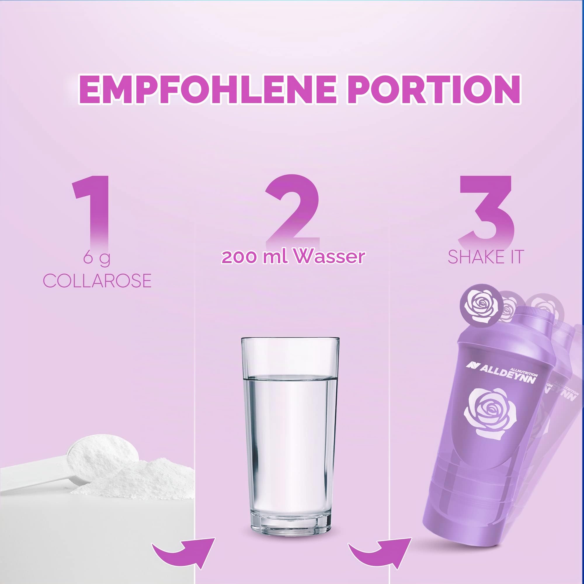 ALLDEYNN Collarose Fischkollagen-Pulver - Fischkollagen-Hydrolysat mit Hyaluronsäure, Biotin - Anti-Aging Hautbehandlung - Haarergänzungsmittel - 300g - Orange