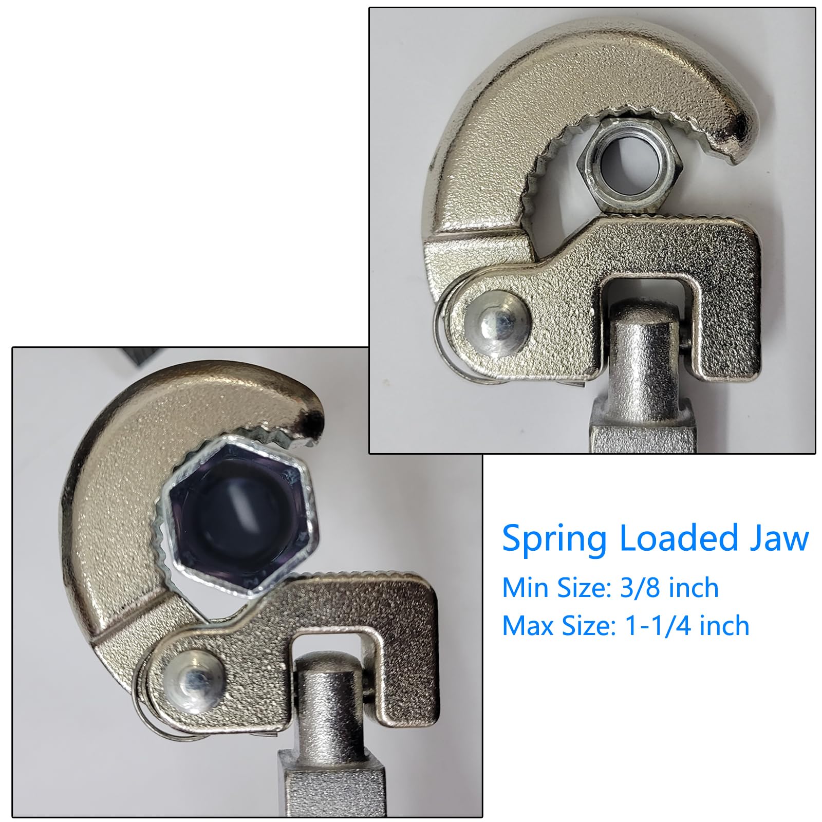 Adjustable Telescoping Basin Sink Wrench Tool, 3/8'' to 1-1/4'' Capacity Jaw w/ 10" to 17" Extendable Handle, for Tight Space - Image 3