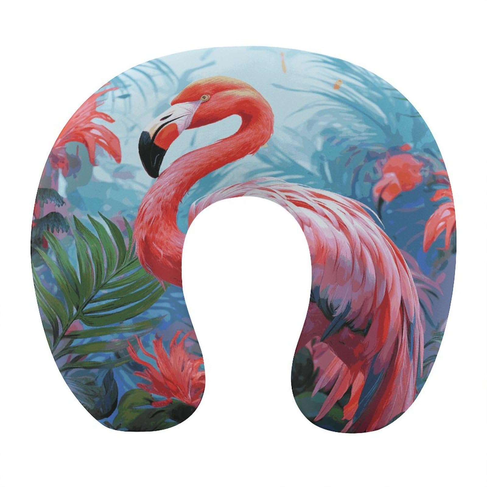 FekiLoot Painted Flamingo Travel Pillow,U Shaped Office Napping Pillow Support Neck and Head Comfortable Travel Neck Pillow U Shape Sleeping Essentials for Long Haul Flights