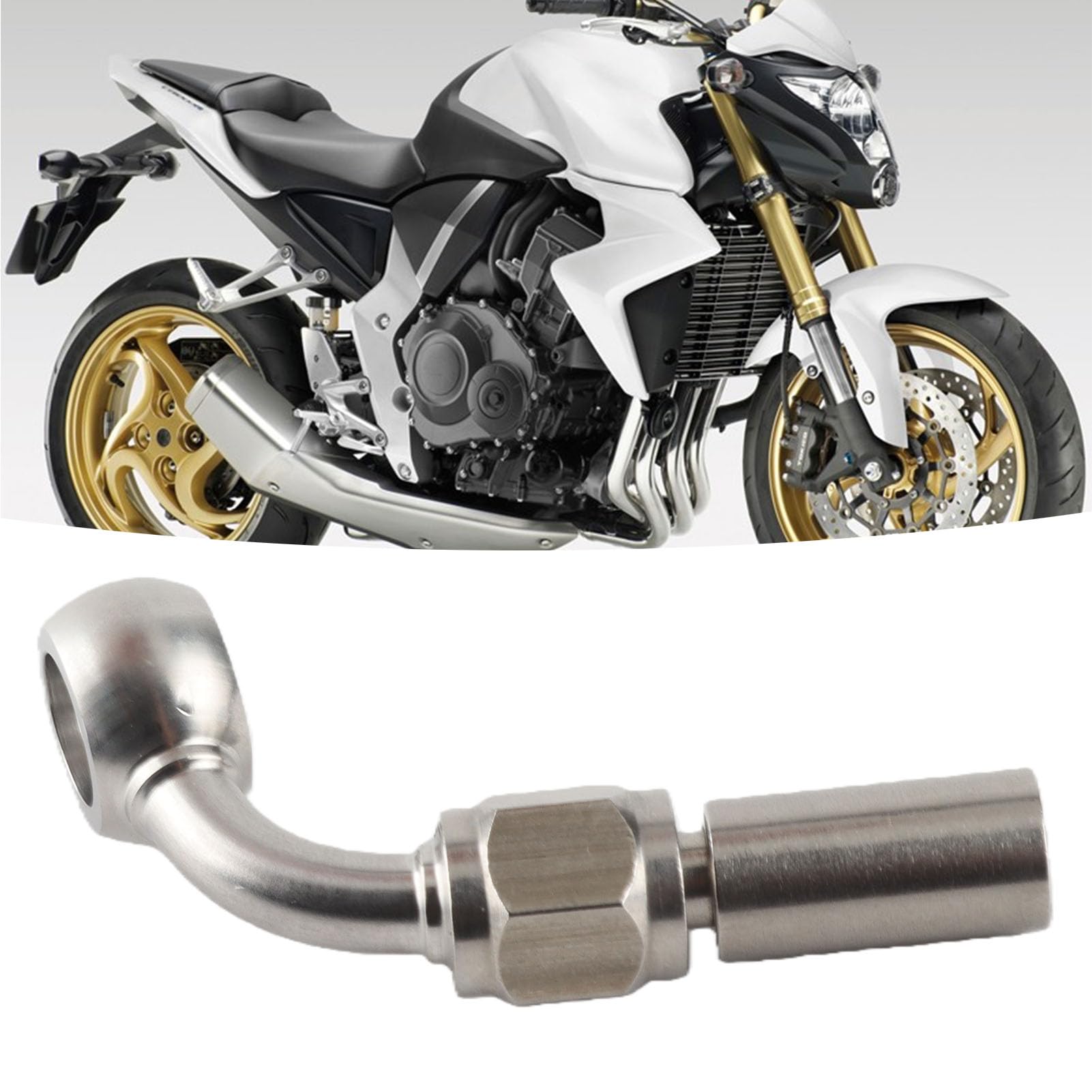 Adattatore per Tubo dell'Olio del Freno del Motociclo, 4 Pezzi 75 Gradi M10 in Acciaio Inossidabile - Sostituzione Raccordo Banjo per Parti del Freno/Frizione/Linea
