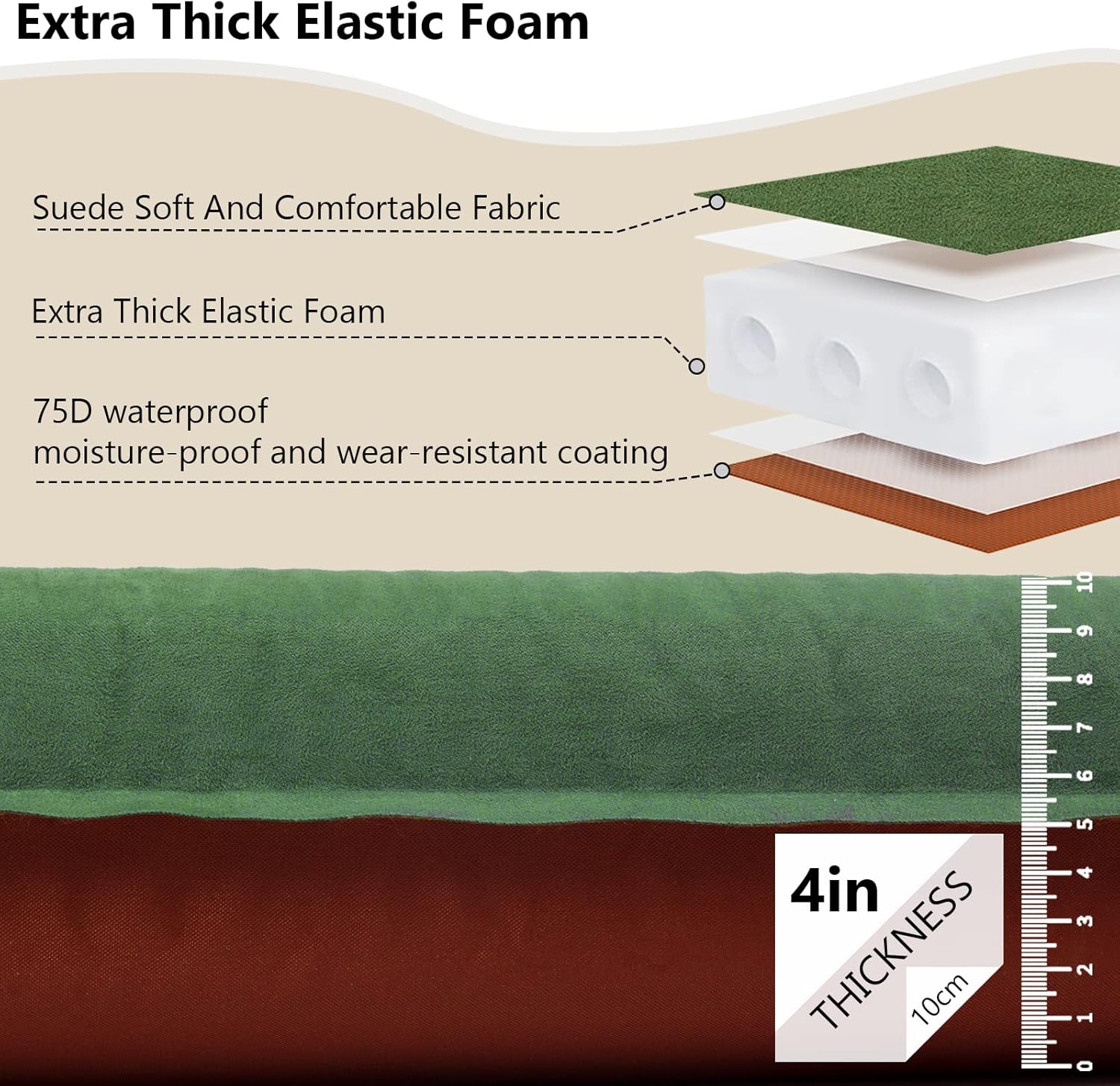 C·WILDYFIELD 4 INCH Thick Self Inflating Sleeping Pad with 9 R Value, Foam Camping Mattress, Ultra Thick Comfort Camping Mattress, Inflatable Foam Camping Pad, Portable Comfortable Sleeping Pad