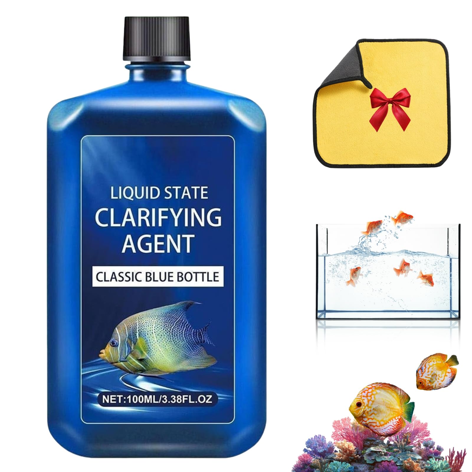 Fast-Acting Aquarium Water Clarifier, Aquarium Liquid State Clarifying Agent, Clears Cloudy Water & Maintains Clear Results, for Freshwater Aquariums & Fish Ponds, Maintains Crystal Clear (3)