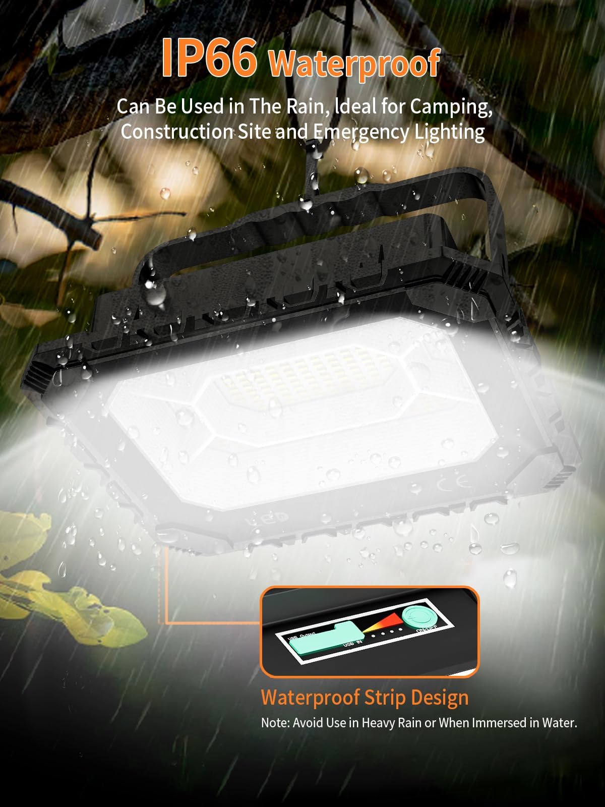 LED bouwlamp op accu | 5000K | 2000 lumen | IP20 | Zwart | 20W