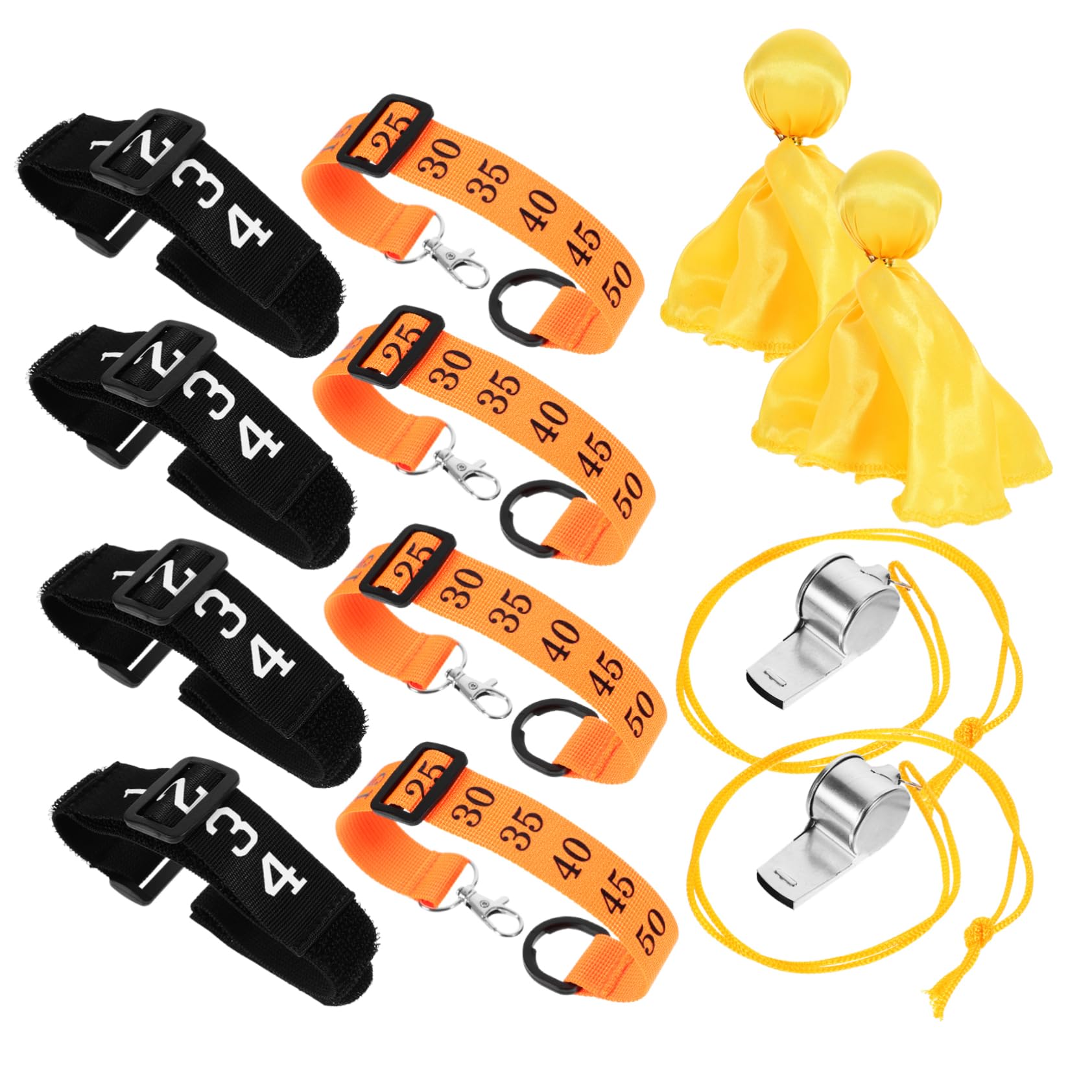 Hemobllo Kit Arbitre de Football avec Sifflets Accessoires de Incluant Clips de Cartons Jaunes Lanières Équipement pour Matchs de Soccer