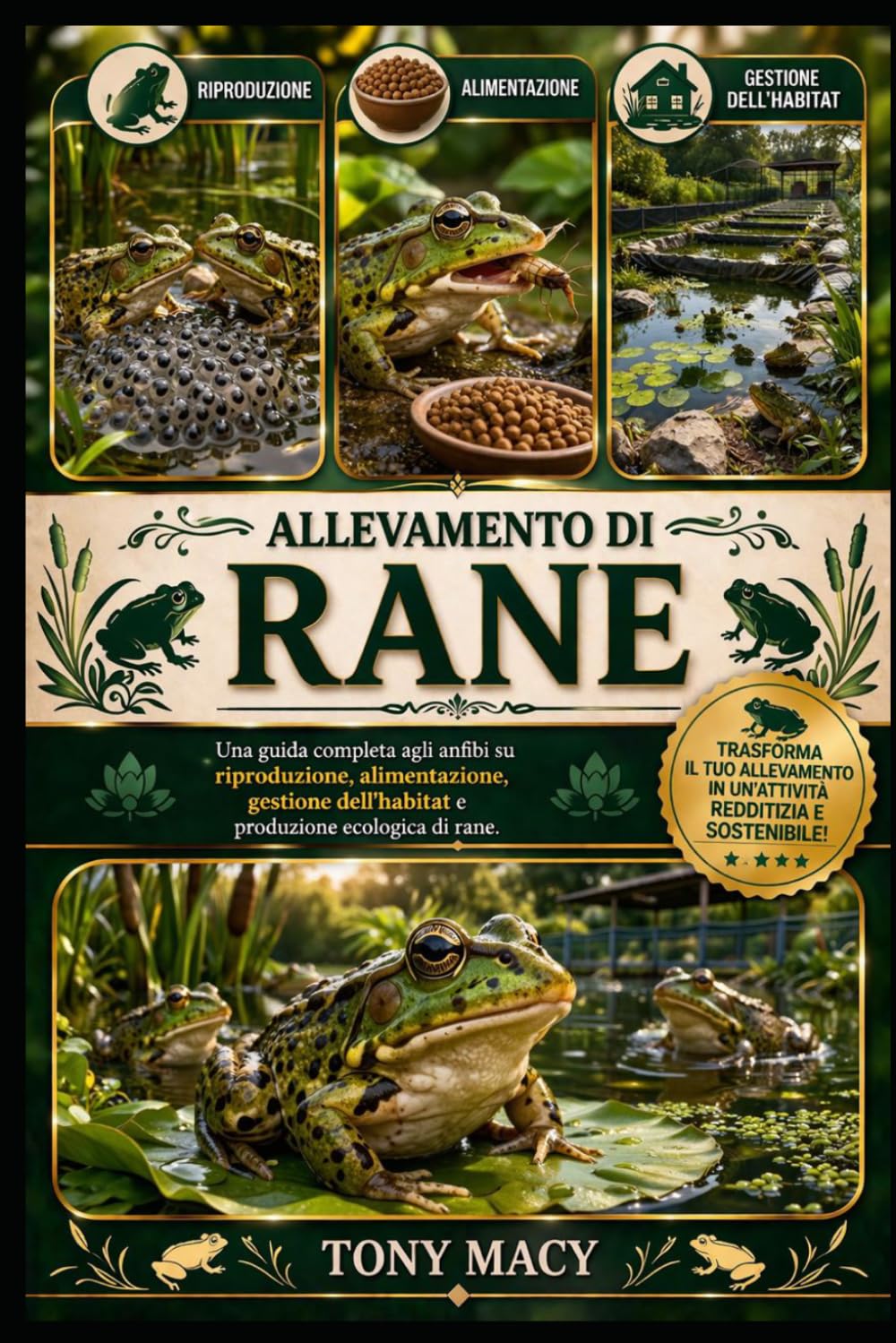 ALLEVAMENTO DI RANE: Una guida completa agli anfibi su riproduzione, alimentazione, gestione dell’habitat e produzione ecologica di rane.