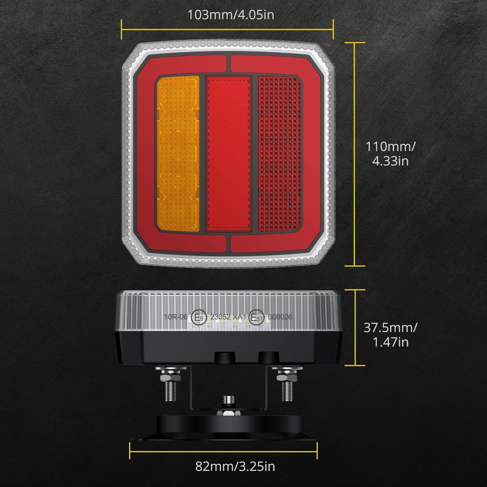 PROZOR Kit Feux Arrière Remorque LED Magnétiques 40 LEDs 12V-30V Universel Câbles 7,35m+2,4m Double Fixation Magnétique ET Vissée Homologués E-mark IP65 Étanche Prise 7 Broches