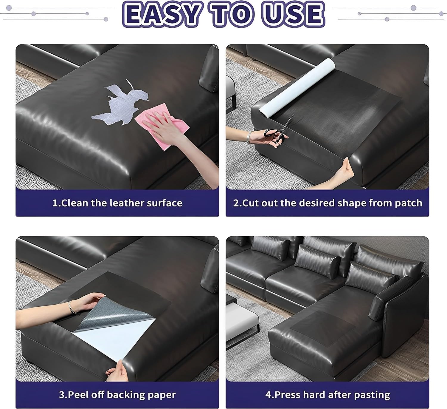 TOPSELLERS (BLACK-5) Leather Repair Patch – Premium Self-Adhesive Leather with Super Strong Adhesive for Sofas, Car-Bike Seats, Chairs, and More – High Durability and Proven Repair Solution 2