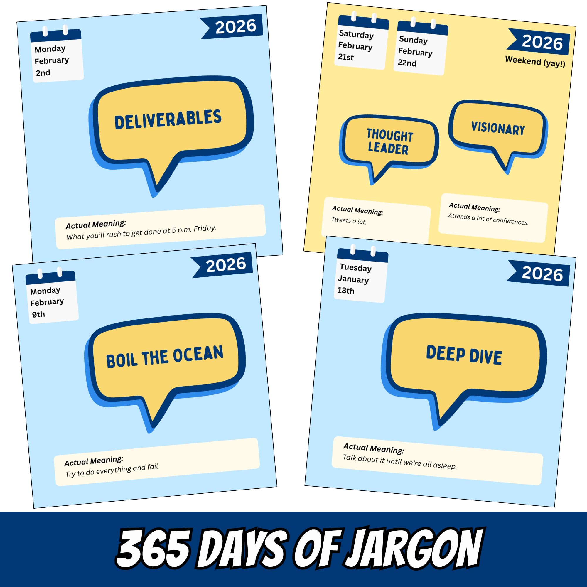 Corporate Jargon Desk Calendar 2026 - Gifts for Coworkers, Page a Day Desk Calendar with 365 Days of Corporate Jargon, White Elephant Gifts for Adults, Stocking Stuffers, Funny Christmas Gifts - Image 3