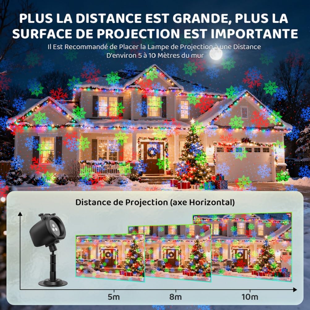 OUSFOT Projecteur Noel Exterieur, 3 Couleurs Rouge Vert Bleu Projecteur Laser avec Télécommande et Timing, 5 Cartes avec Noël,Halloween,Fête, Parties, Point Laser, Cadeau pour Festival