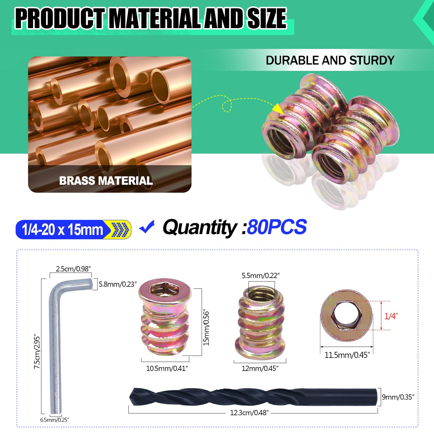 Snapklik.com : Twidec/80PCS 1/4-20 Threaded Inserts For Wood Furniture ...