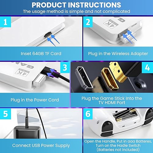 Miniatura 5 de Consola de juegos retro inalámbrica mejorada 2025, consola de juegos retro, consola de videojuegos con HDMI 4K, 23 emuladores de juegos clásicos