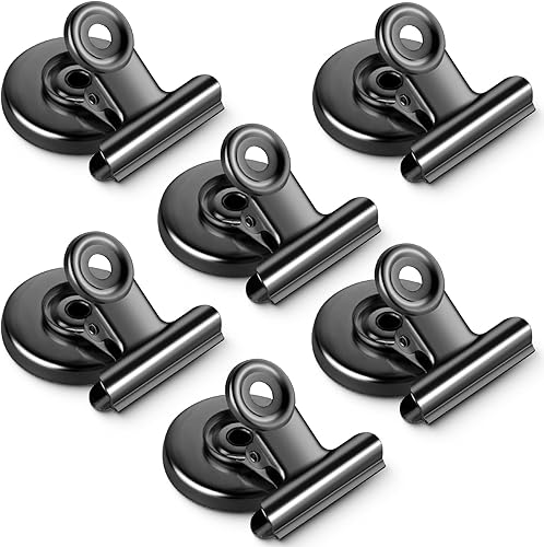 Vista 19 de Grtard Paquete de 12 clips magnéticos, imanes de nevera, clips magnéticos fuertes resistentes, clip magnético para pizarra blanca para oficina, Negro