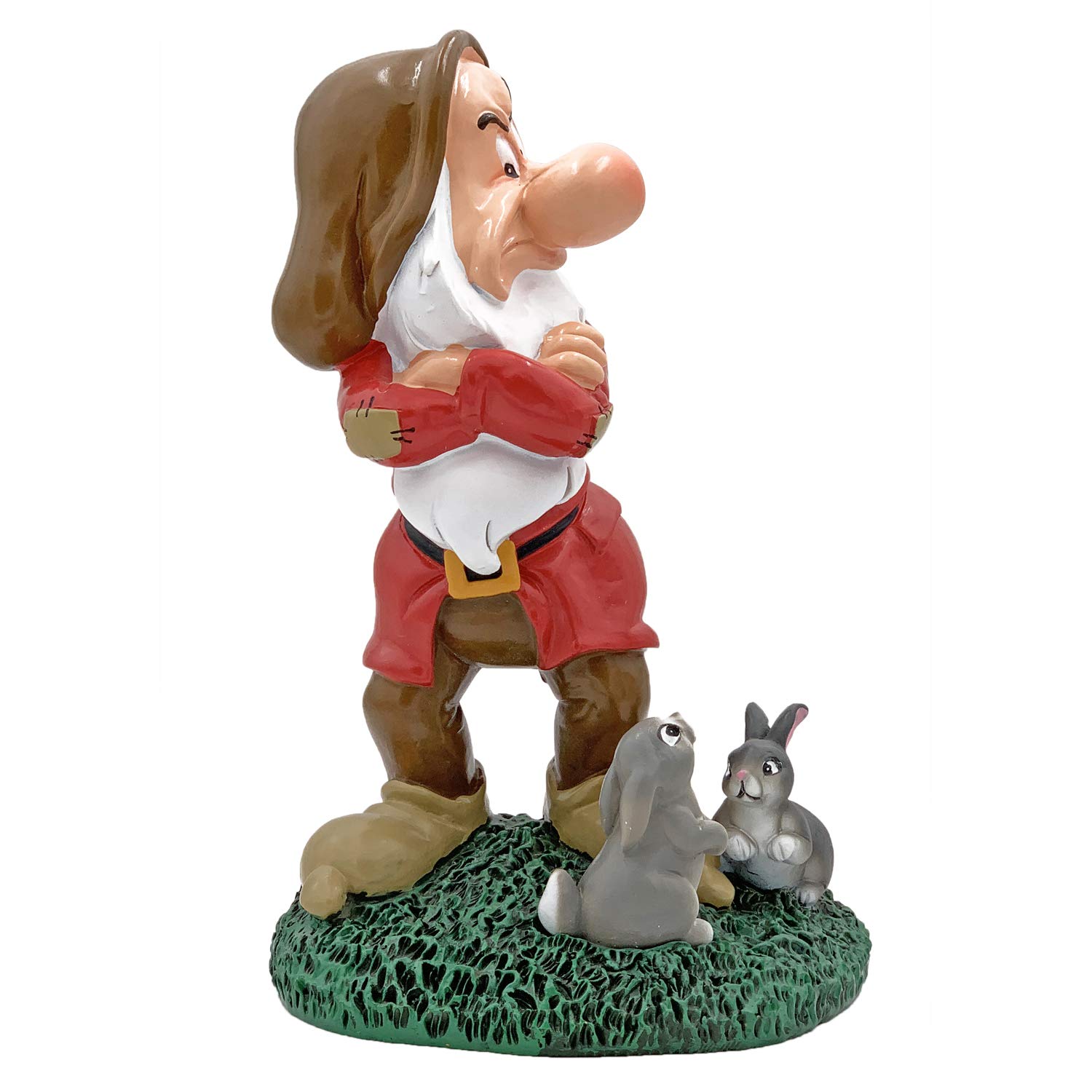 Grumpy Garden Statue with Bunnies, Hand Painted, Stands 8 inches Tall