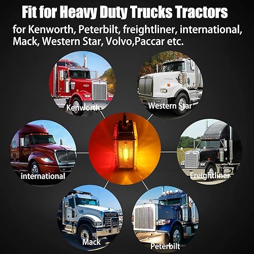 Miniatura 6 de Luces intermitentes cuadradas de doble cara, color ámbar/rojo, 52 LED, repuesto para Kenworth/Peterbilt/Freightliner, juego de 2 pernos dobles