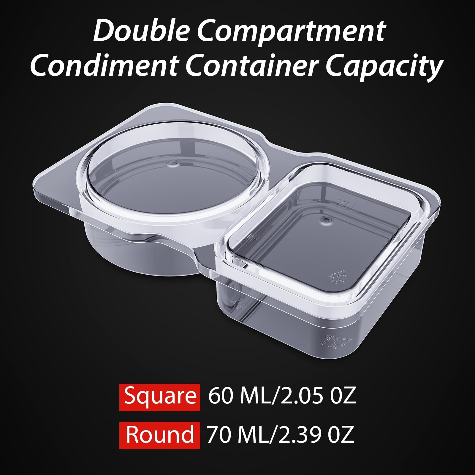 Set di 2 contenitori per snack a due scomparti con coperchio, piccoli
