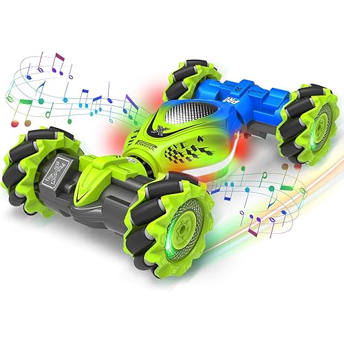 Gesture RC Car, 2.4GHz 4WD Gesture Sensing RC Stunt Car Toys for 6-12 Years Old Boys Girls, Hand Controlled Remote Drift Twist Offroad 360° Rotation with Lights Music for Birthday Gifts