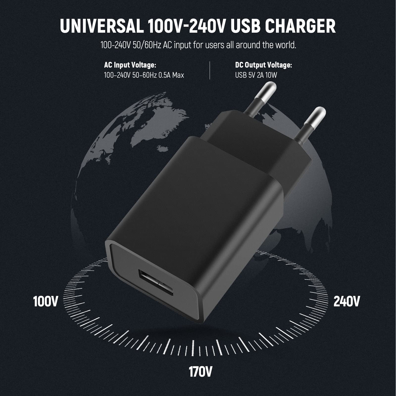 NEEWER 10W 5V 2A Cargador Adaptador Corriente USB para Luces NEEWER, Enchufe de Pared USB A del Cargador de Batería para NEEWER Z1-C, Z1-S, Z1-N Flash Speedlite Redondo, SL90 RGB LED Video Luz, etc.