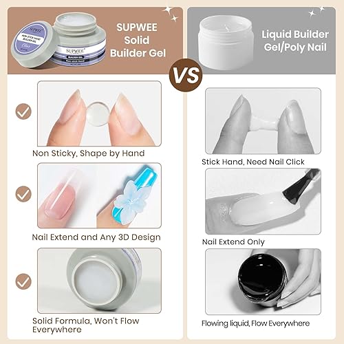 Miniatura 3 de Gel de escultura para arte de uñas 3D Gel de arte de uñas, 3 colores, geles constructores sólidos con lámpara UV y polvo de cromo para el hogar,