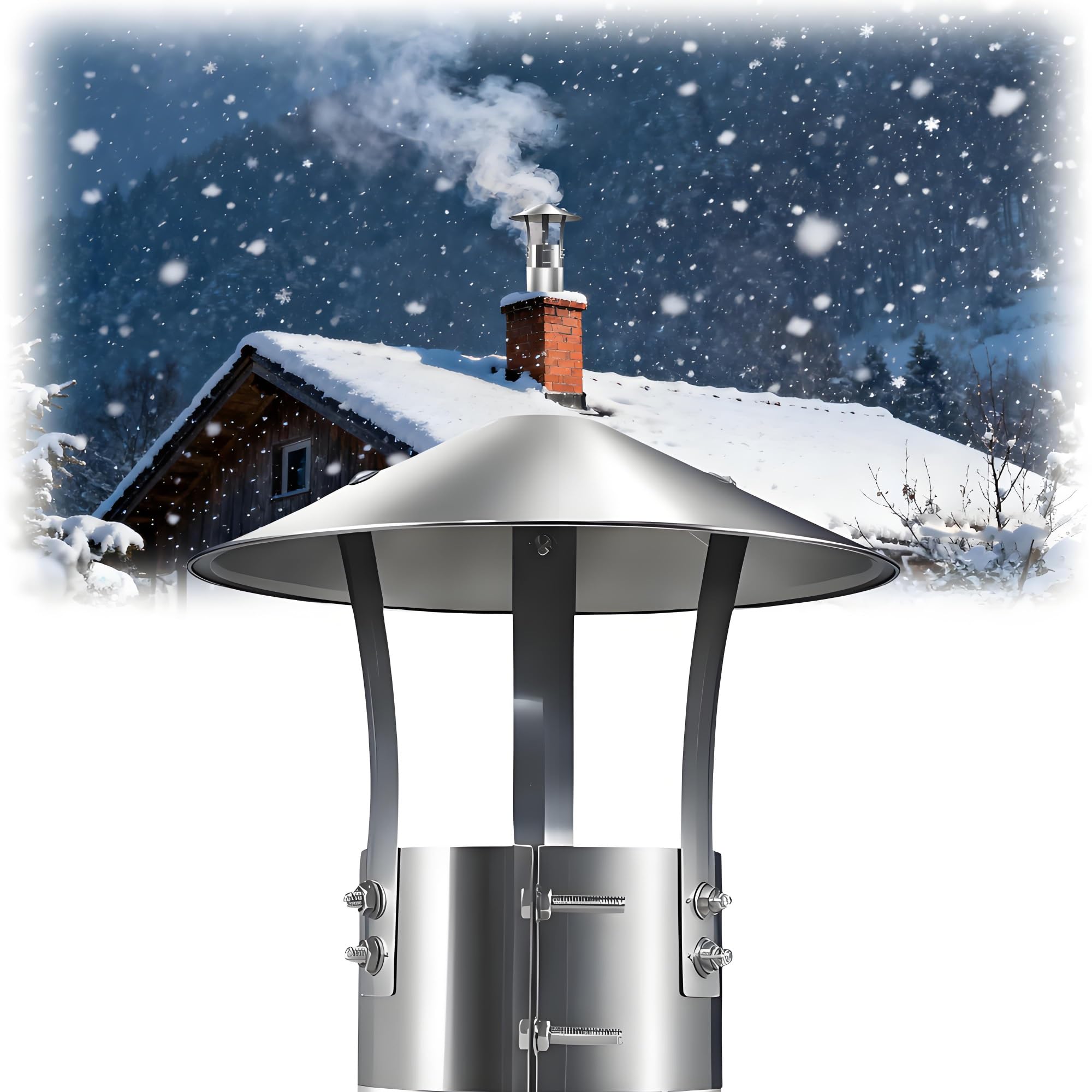 KGLHJDY Chimney Caps and Cowls 201 Stainless Steel, 75mm-315mm Roof Rain Cap, Wood Stove Fireplace Exhaust Cowl, Vent Stove Pipe Guard, Rain and Snow Protection(210mm/8.3in)