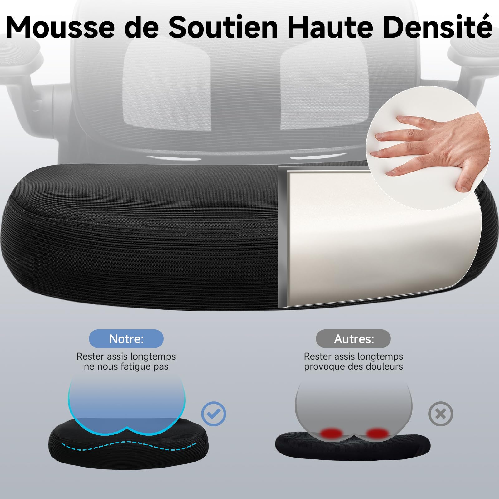 COMHOMA Chaise de Bureau Ergonomique, Fauteuil avec Appui-tête 3D et Support Lombaire, Design Intégré avec Porte-vêtements, Accoudoirs Rabattables, Siège Rembourré en Maille Respirante