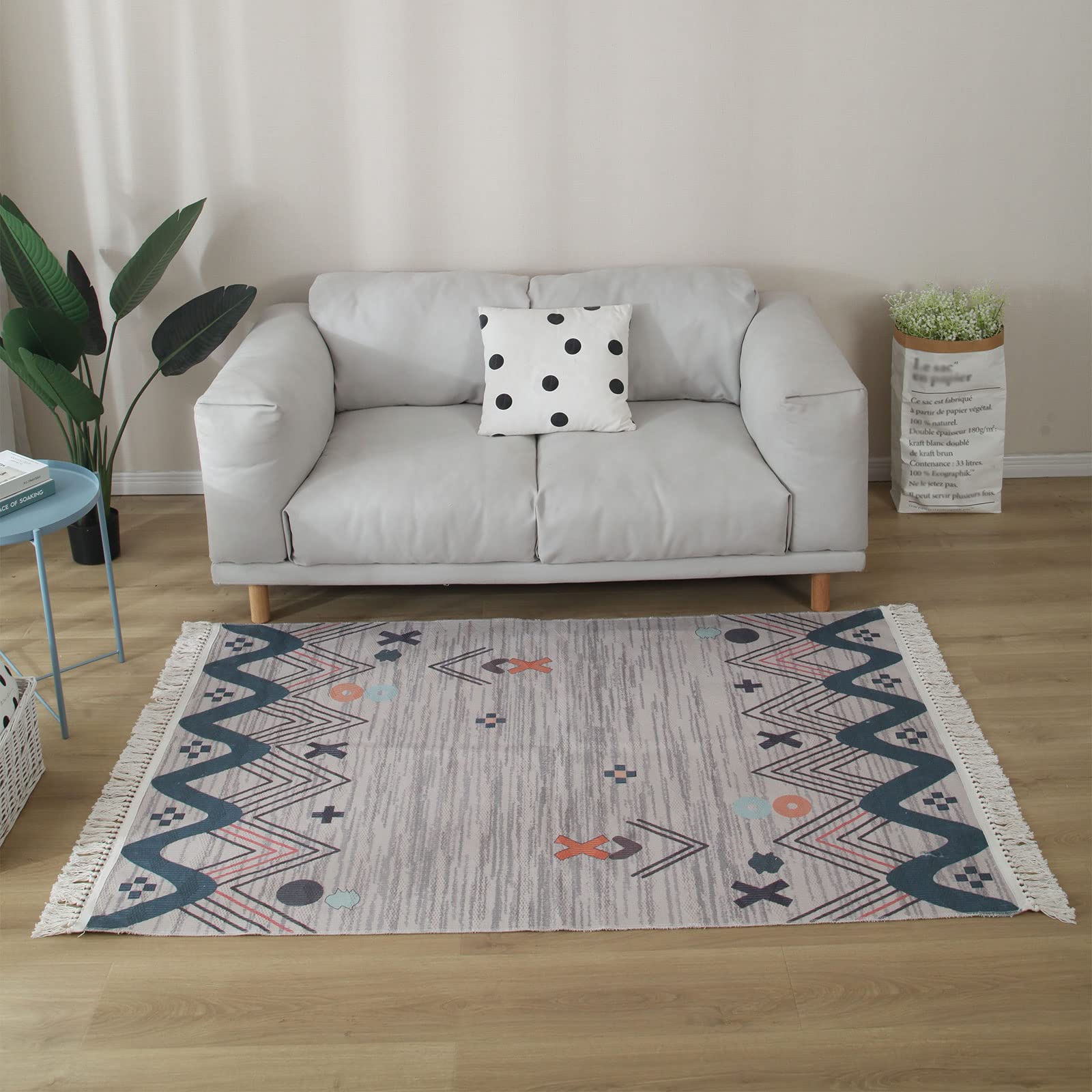 Decorative Floor Mat Cotton Linen Tassel Area Rugs For Living Room Bedroom Theseus 120 * 160cm