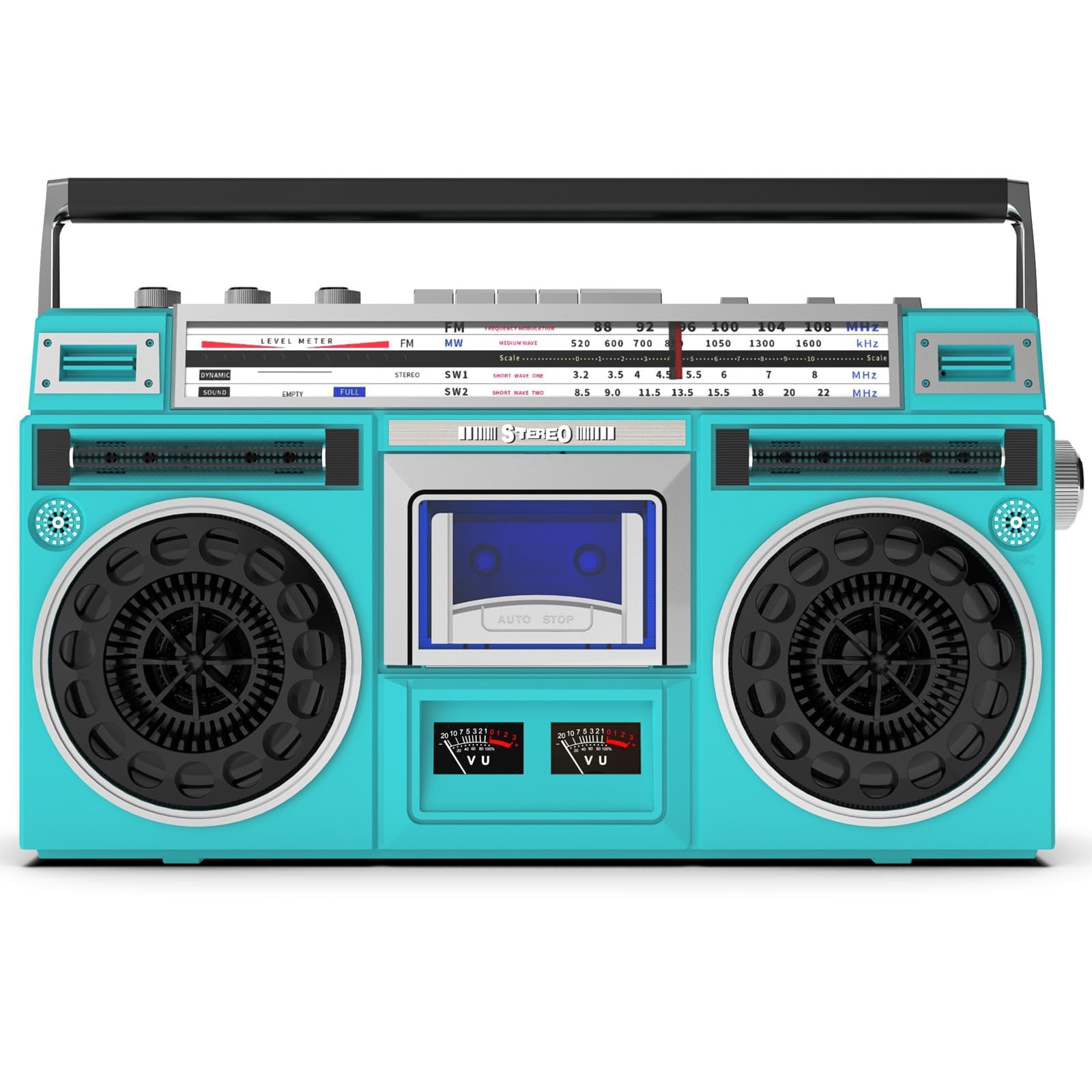 Reproductor de CD retro y radio AM/FM vintage con grabadora de cassette y entrada USB