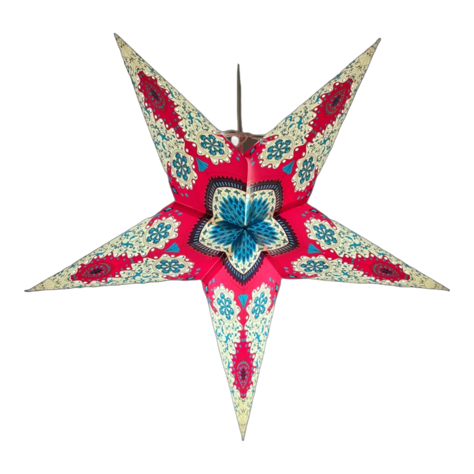 Lantern Lampshade Paper Star Light Shades Large 60cm Star Hanging Decorations for Christmas Wedding Home Decoration Birthday Party (Glitter White, Red, Blue)