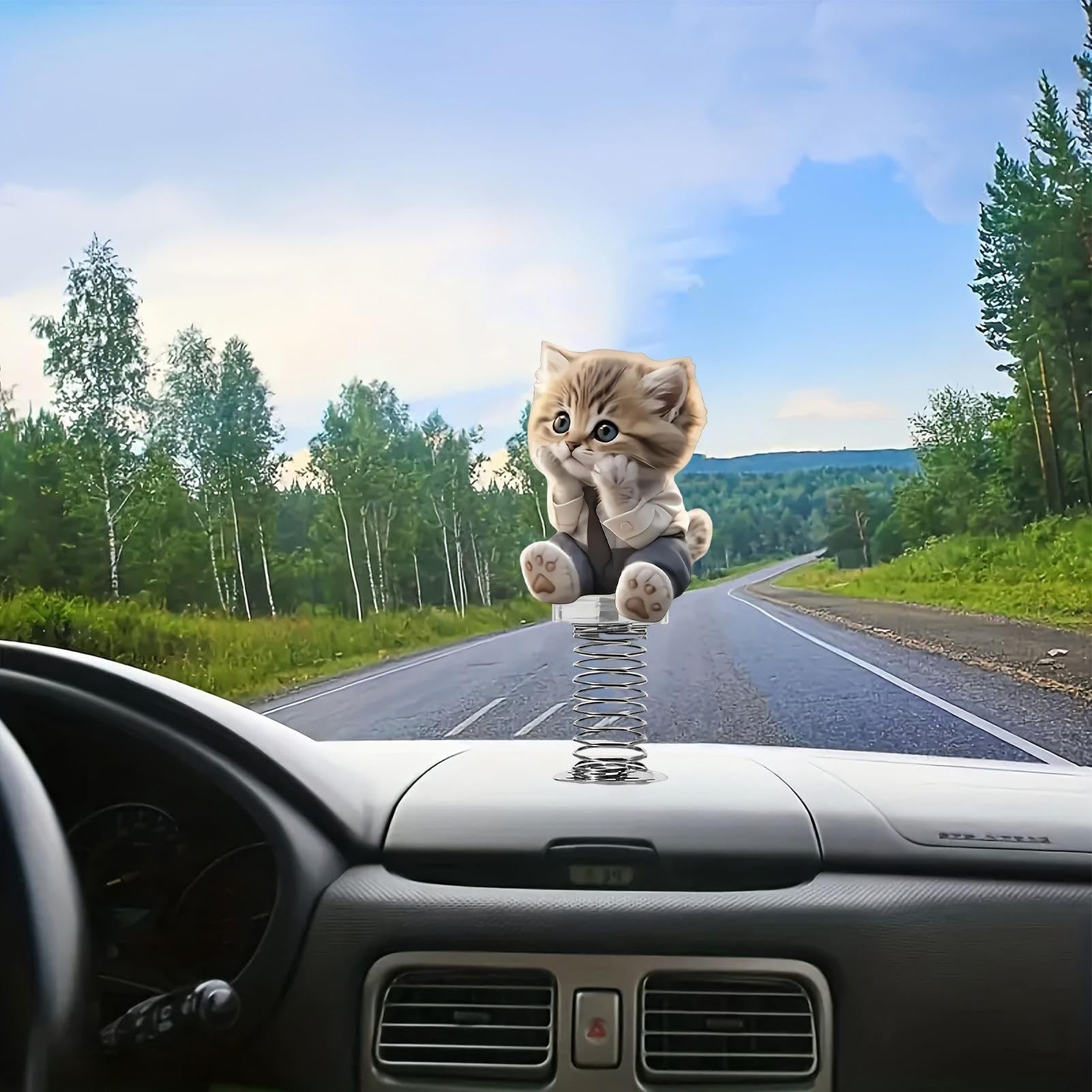 Statuine per cruscotto a forma di gatto 2D acrilico - Statuetta decorativa per interni auto