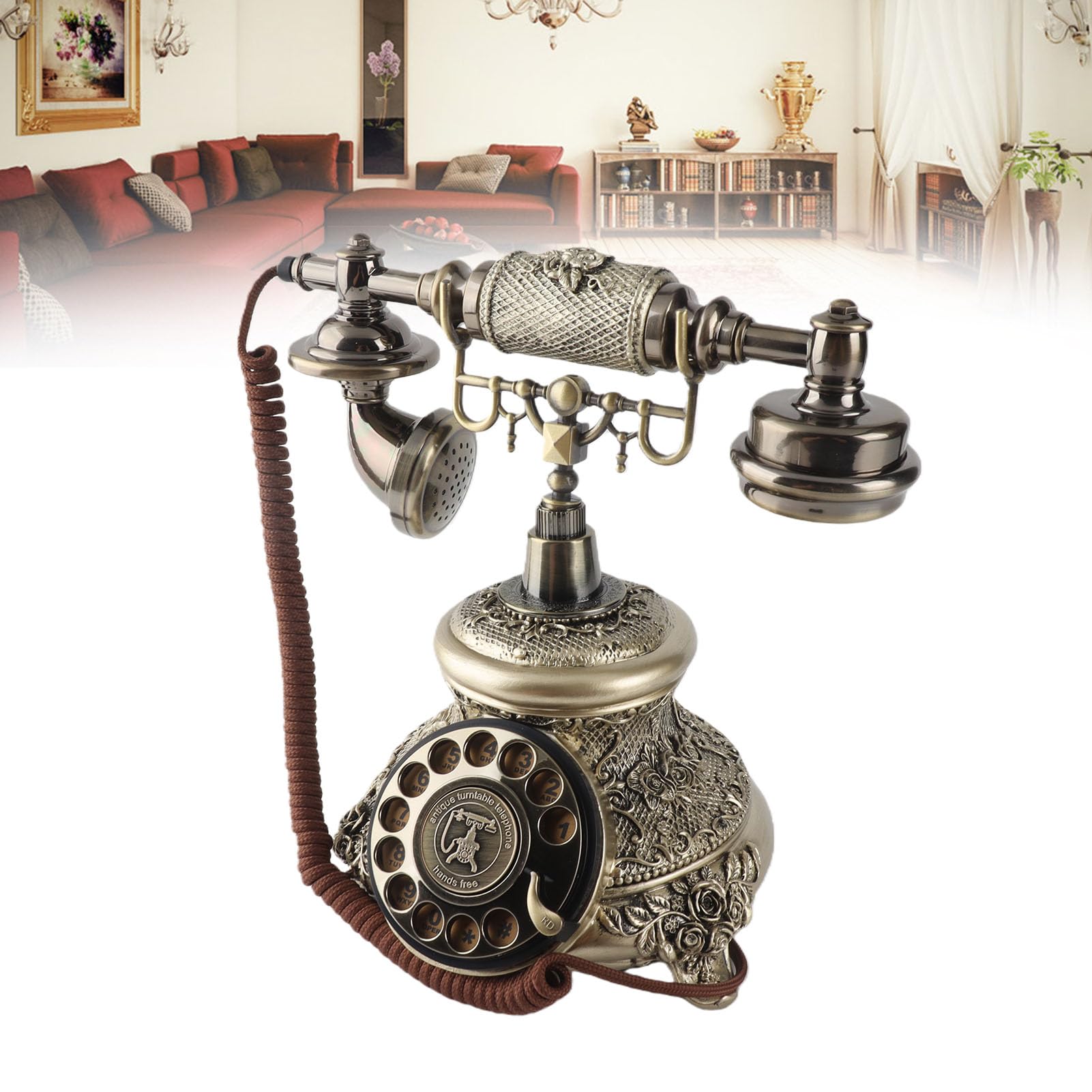 Alomejor Zabytkowy Telefon MS-5700D z tarczą w Stylu Retro do Wystroju Hoteli i Wnętrz, Doskonałe Wykonanie i lekkość, Nie Wymaga Zasilania