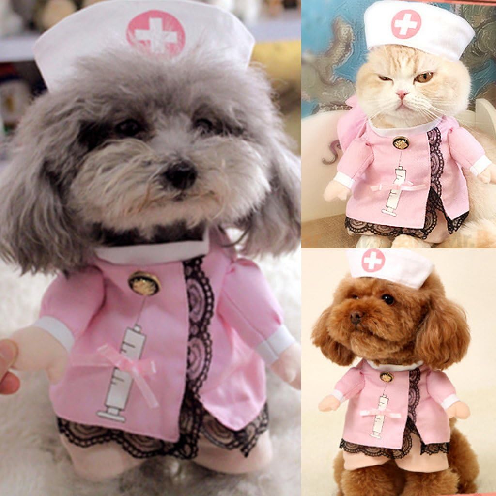 SYlive Pet Costumes, Dog Cat Costume Suit Clothes Nurse Outfit For Christmas (L