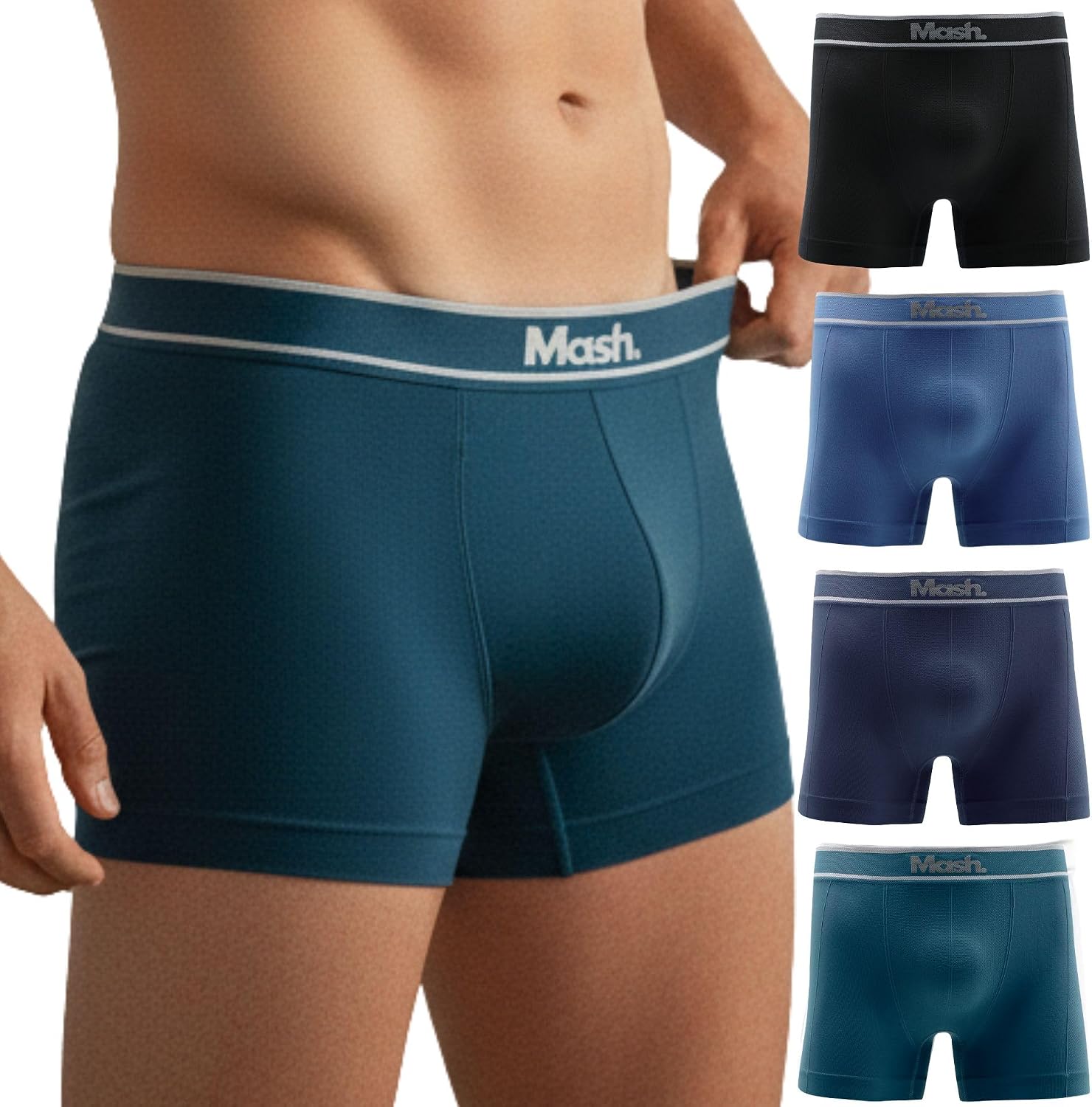 Kit 4 Cuecas Boxer Mash Microfibra Sem Costura Respirável Masculina Kit 4 Cuecas Boxer Mash Microfibra Sem Costura Respirável Masculina