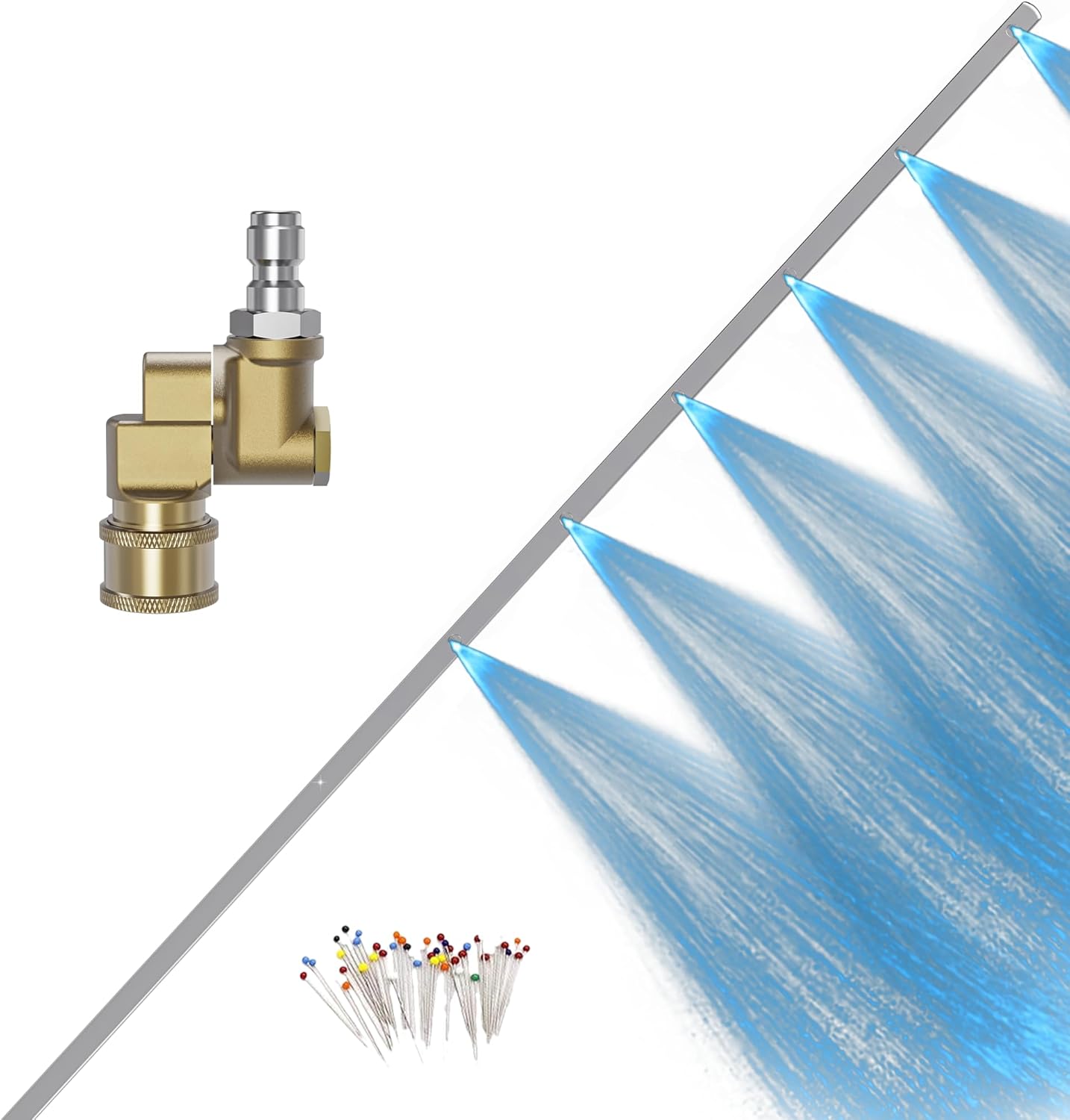 SITIMIMIL® Radiator Cleaning Wand for Cars & Trucks - Portable Radiator Cleaning Wand Stainless Steel 100cm（39inch） Heavy-Duty Pressure Washer Tool with 6 Jetter Nozzles, Flat Design 2000 PSI Max