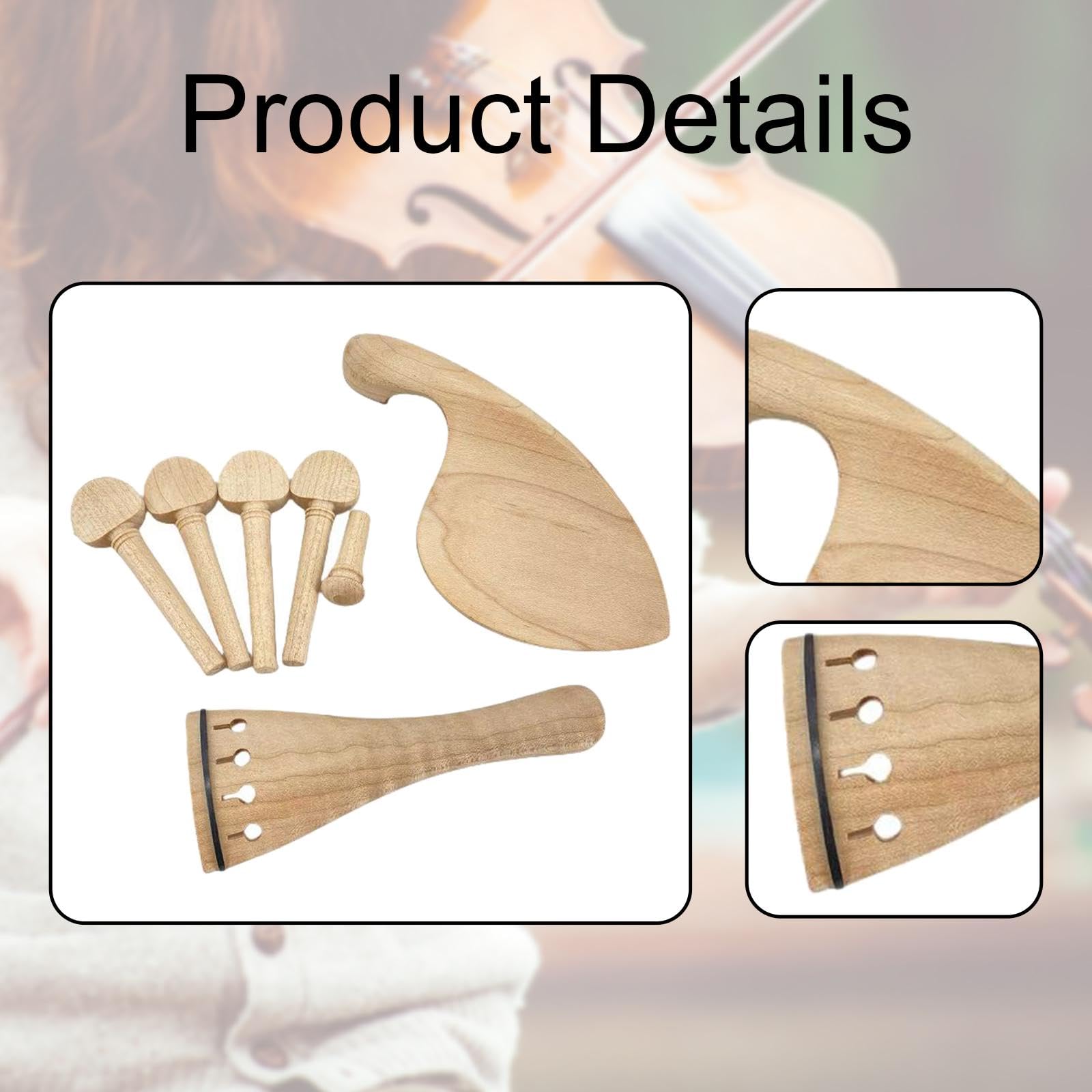 predolo Juego de 7 Piezas para Violín 4/4, Kit de Accesorios para Violín, Clavija para Principiantes