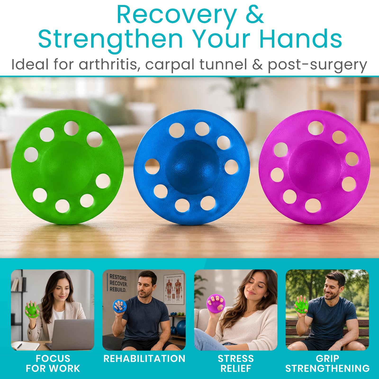 Vive Finger Exerciser Strengthener (3 Pack) - Hand Therapy Equipment — Amazon image 4