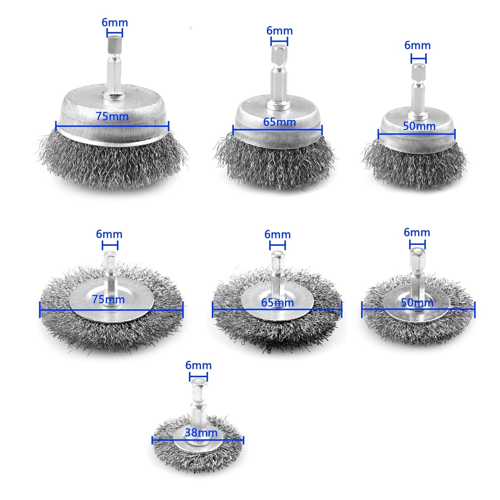 Stainless steel brush, wire brush， 7 szt. Szczotka druciana stalowa Tarcza polerska Szczotka do akcesoriów narzędzi obrotowych Narzędzie do polerowania metalu