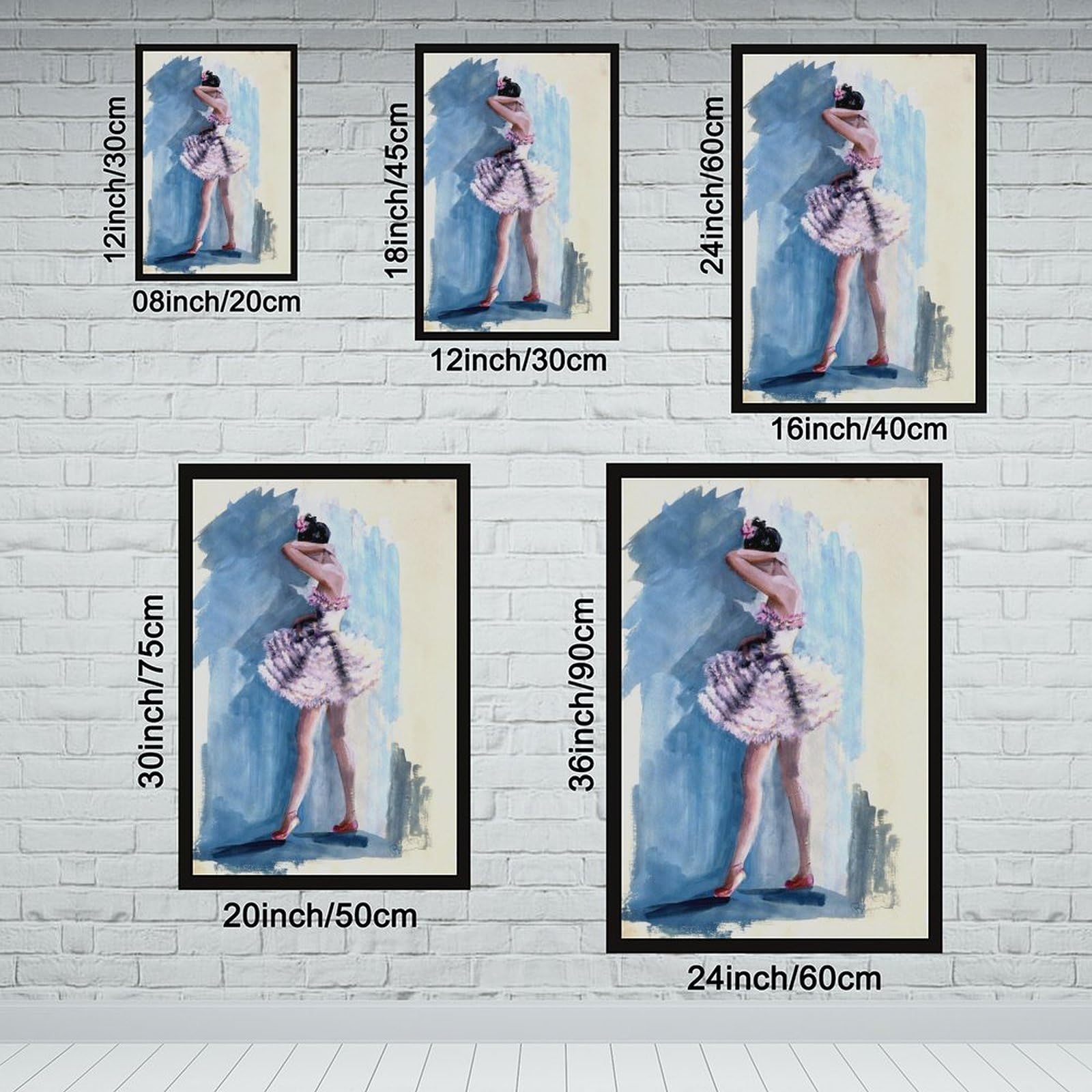 Poster su tela a tema ballerina ad acquerello blu danza poster decorazione camera da letto paesaggio ufficio camera da letto decorazione regalo 40,6 cm L x 61 cm W