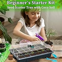 Vista 7 de Halatool Juego de 2 bandejas de iniciación de semillas, paquete de 2 bandejas de germinación con 50 pellets de coco, sistema de germinación