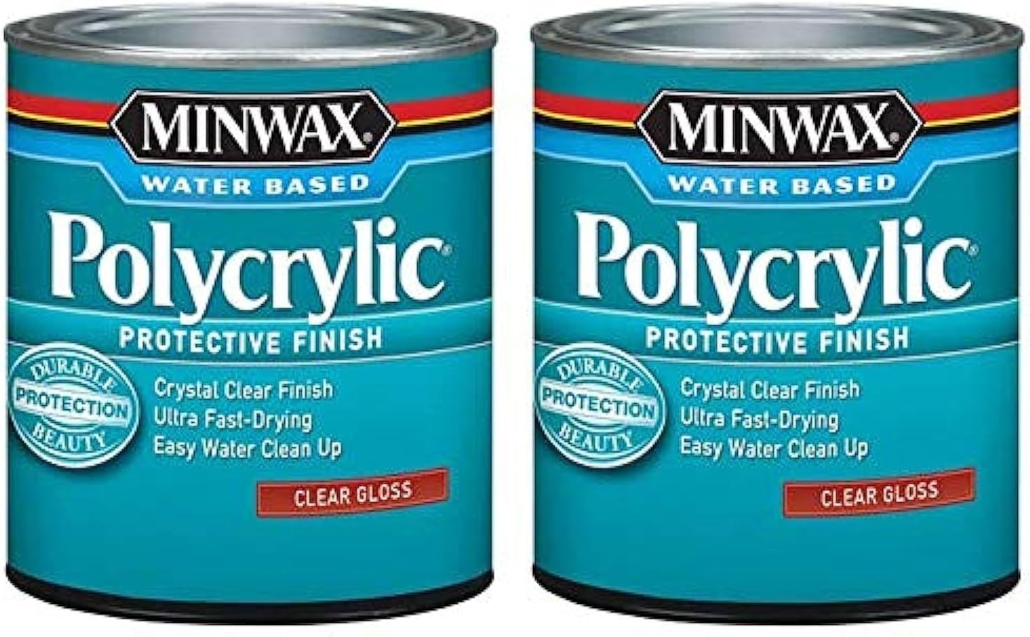 65555444 Polycrylic Protective Finish Water Based, Quart, Gloss - 2 Pack